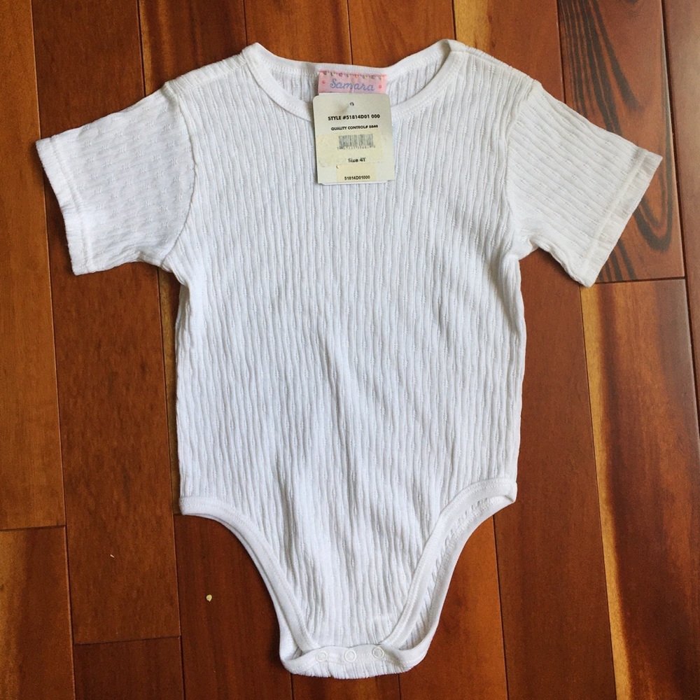 4T White Knit Baby Onesie Samara